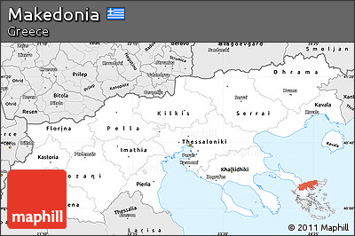 Silver Style Simple Map of Makedonia