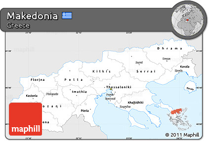 Silver Style Simple Map of Makedonia, single color outside
