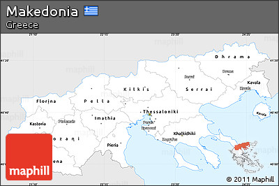 Silver Style Simple Map of Makedonia, single color outside