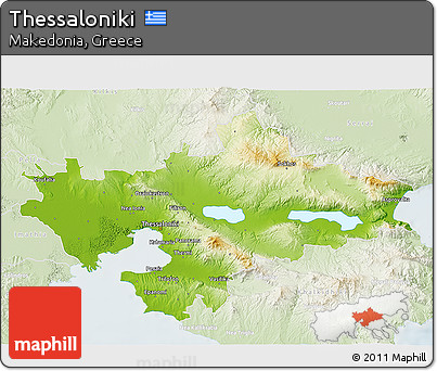 Physical 3D Map of Thessaloniki, lighten