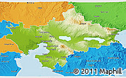 Physical 3D Map of Thessaloniki, political outside