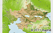 Satellite Map of Thessaloniki, physical outside