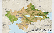 Satellite Map of Thessaloniki, shaded relief outside