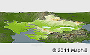 Physical Panoramic Map of Thessaloniki, darken