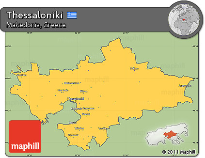 Savanna Style Simple Map of Thessaloniki, cropped outside