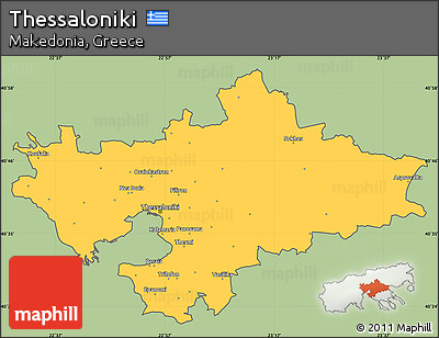 Savanna Style Simple Map of Thessaloniki, cropped outside