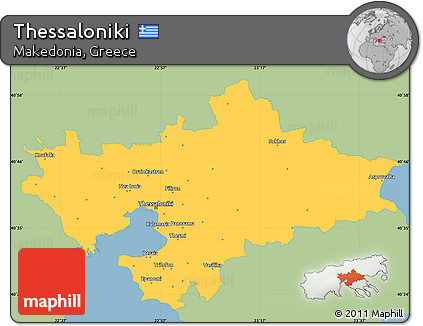 Savanna Style Simple Map of Thessaloniki, single color outside