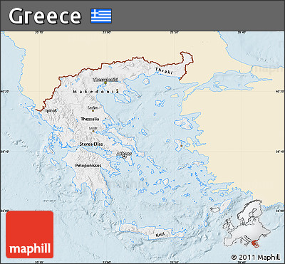 Classic Style Map of Greece, single color outside