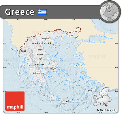 Classic Style Map of Greece, single color outside