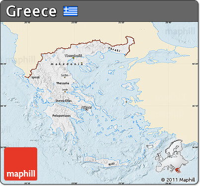 Classic Style Map of Greece, single color outside
