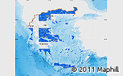 Flag Map of Greece, single color outside, shaded relief sea, flag centered