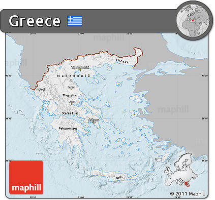 Gray Map of Greece, single color outside