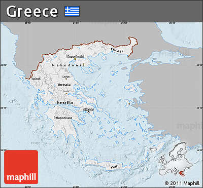 Gray Map of Greece, single color outside