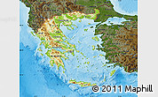 Physical Map of Greece, darken, land only