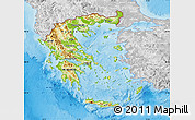 Physical Map of Greece, lighten, desaturated, land only