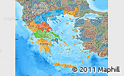 Political Map of Greece, semi-desaturated, land only
