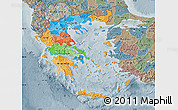 Political Map of Greece, semi-desaturated