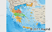 Political Map of Greece, shaded relief outside, bathymetry sea