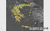 Satellite Map of Greece, darken, desaturated