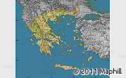 Satellite Map of Greece, desaturated, land only