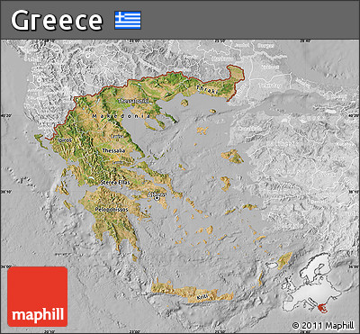 Satellite Map of Greece, lighten, desaturated