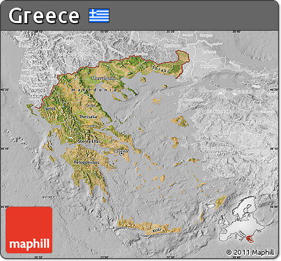 Satellite Map of Greece, lighten, desaturated
