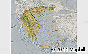Satellite Map of Greece, lighten, semi-desaturated