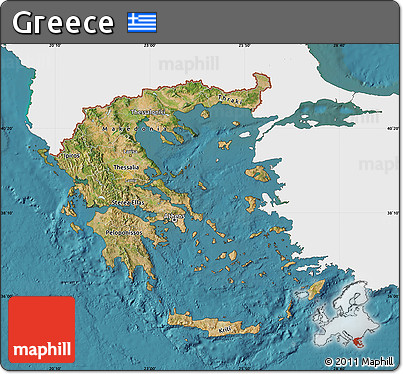 Satellite Map of Greece, single color outside