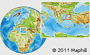 Physical Location Map of Lesvos, within the entire country