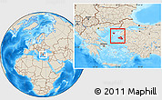 Shaded Relief Location Map of Lesvos