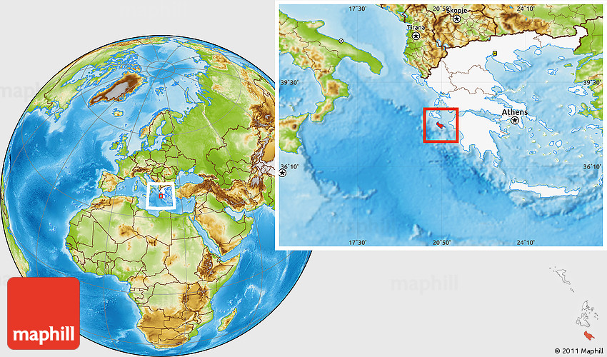 Physical Location Map of Zakinthos, highlighted country