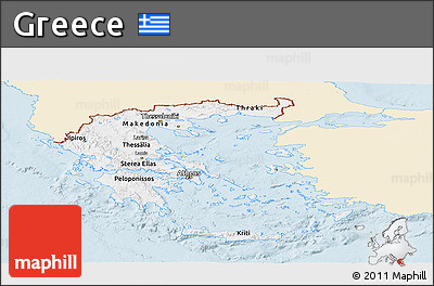 Classic Style Panoramic Map of Greece, single color outside