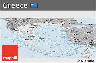 Gray Panoramic Map of Greece