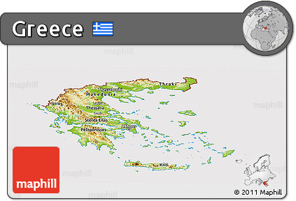 Physical Panoramic Map of Greece, cropped outside