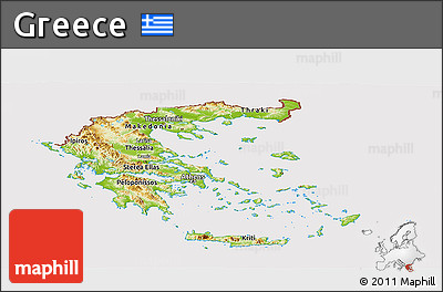 Physical Panoramic Map of Greece, cropped outside