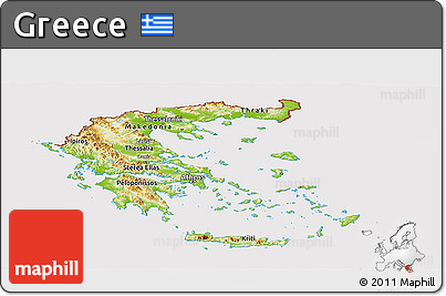 Physical Panoramic Map of Greece, cropped outside