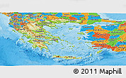Physical Panoramic Map of Greece, political outside