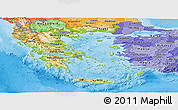 Physical Panoramic Map of Greece, political shades outside