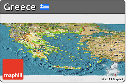 Physical Panoramic Map of Greece, satellite outside