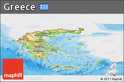 Physical Panoramic Map of Greece, single color outside