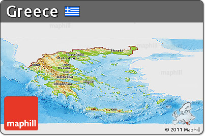 Physical Panoramic Map of Greece, single color outside