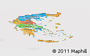 Political Panoramic Map of Greece, cropped outside