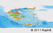 Political Panoramic Map of Greece, single color outside