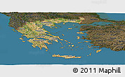 Satellite Panoramic Map of Greece, darken, land only