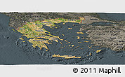 Satellite Panoramic Map of Greece, darken, semi-desaturated