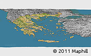 Satellite Panoramic Map of Greece, desaturated, land only