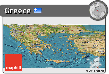 Satellite Panoramic Map of Greece