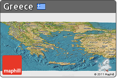 Satellite Panoramic Map of Greece