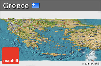 Satellite Panoramic Map of Greece