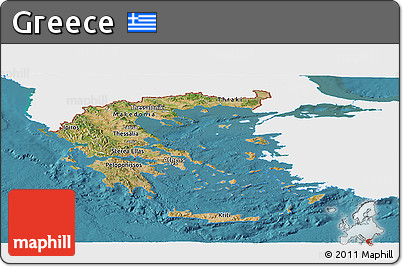 Satellite Panoramic Map of Greece, single color outside